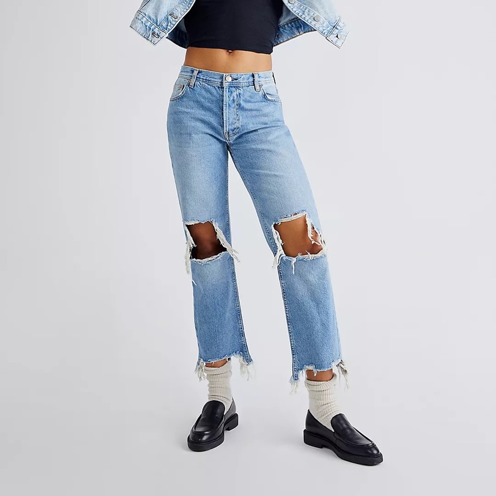 Free People Maggie Mid-Rise Straight-Leg Jeans size 29